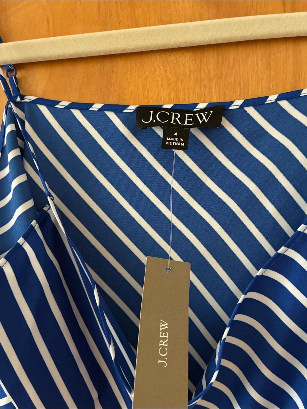 J.Crew NWT Gwyneth satin Striped Slip Dress blue and white